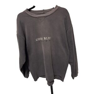 Vintage Code Bleu Jeans Sweatshirt Made USA‎ Small Black 90s Minimalist Cotton